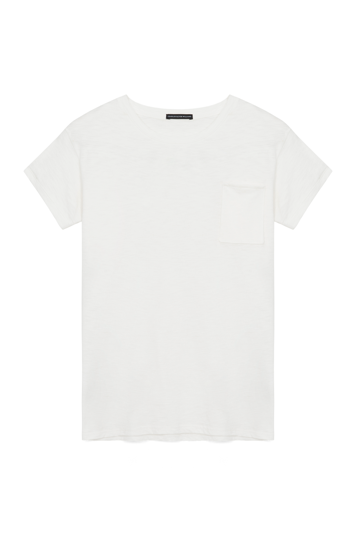 Cig Pocket Tee in white, flat front view showing the chest pocket