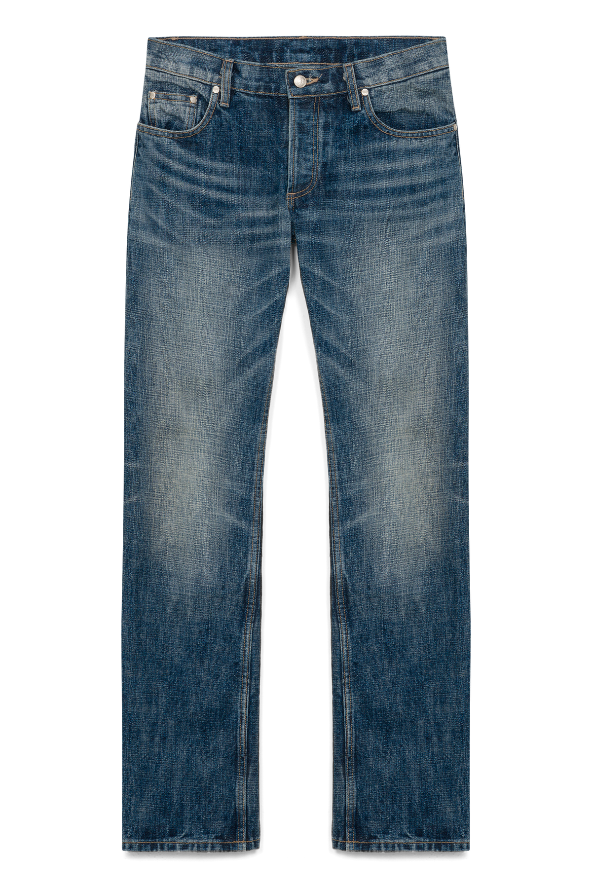 Hollywood Low-Rise jean in washed blue, flat front view