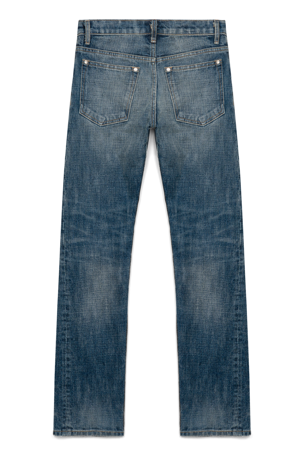 Hollywood Mid-Rise jean in washed blue, flat back view