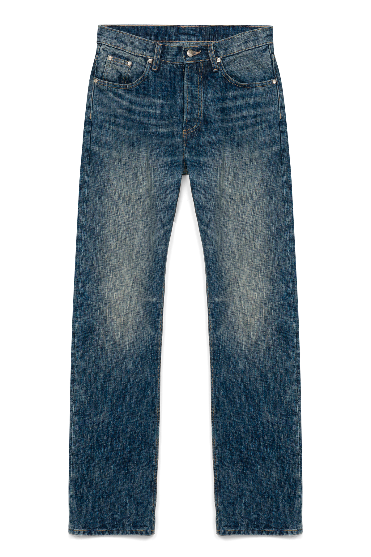 Hollywood Mid-Rise jean in washed blue, flat front view