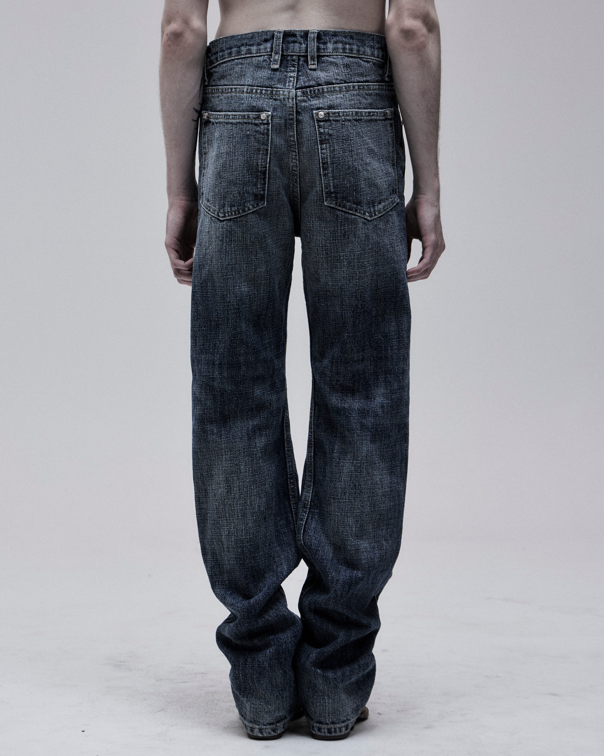 Hollywood High-Rise jean in washed blue, back view on model