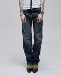 Hollywood Mid-Rise jean in washed blue, front view on model