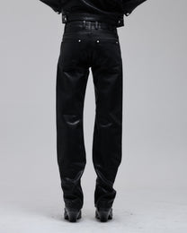 Waxed Hollywood Low-Rise jean in black, back view on model