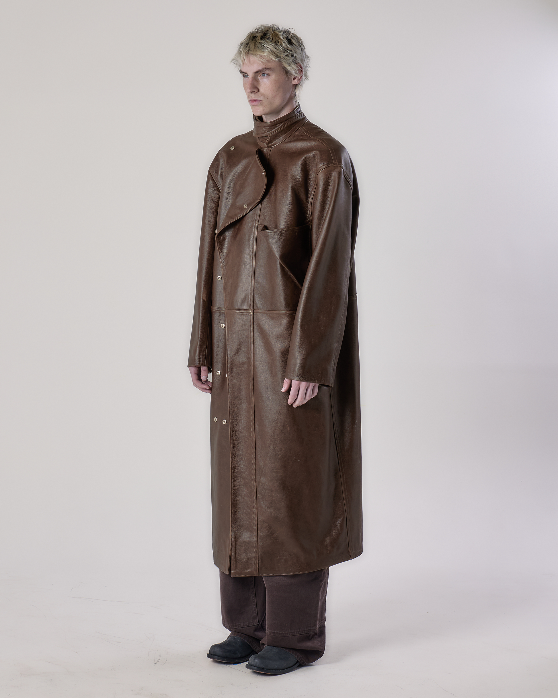 LEATHER OVERCOAT
